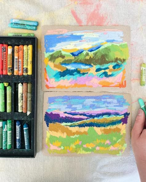 Oil Pastel Abstract Art, Chalk Pastel Drawings, Oil Pastel Tutorial, Abstract Oil Pastel, Oil Pastel Landscape, Oil Pastels Painting, Pastel Landscape, Oil Pastel Paintings, Oil Pastel Art