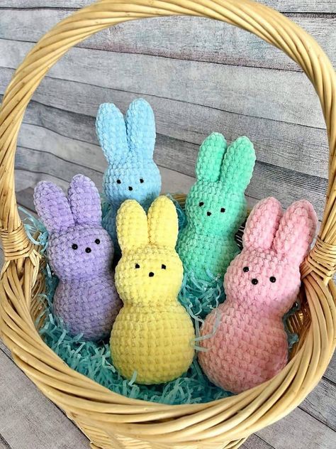 No Sew Peep Bunny Peep Bunny, Confection Au Crochet, Crochet Bunny Pattern, Easter Crochet Patterns, Plushie Patterns, Crochet Simple, Easter Crochet, Diy Crochet Projects, Crochet Bunny