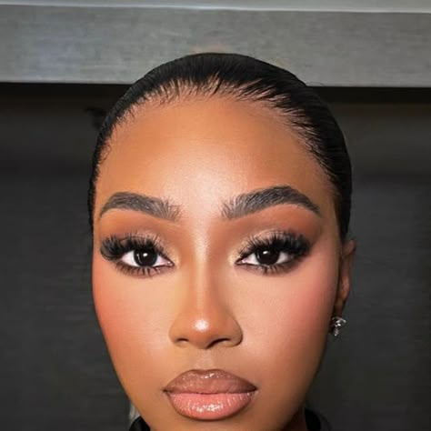 Diana Shin on Instagram: "Glam @yungmiami305 🤍 #makeup" Soft Glam No Eyeshadow, Soft Glam Makeup Brown Skin, Natural Makeup Look Black Women, Cute Makeup Looks Natural, Wedding Makeup Black Women, Makeup Black Woman, Soft Glam Makeup Black Women, Makeup Brown Skin, Natural Look Makeup