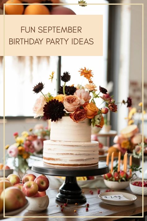 Creative September birthday party ideas featuring festive fall elements, unique decorations, and fun games to celebrate the autumn season. Organize Backyard, September Birthday Party Themes, August Birthday Party Ideas, Autumn Birthday Theme, September Birthday Party, Autumn Birthday Party, Colorful Table Setting, Unique Party Themes, Festive Party Decorations