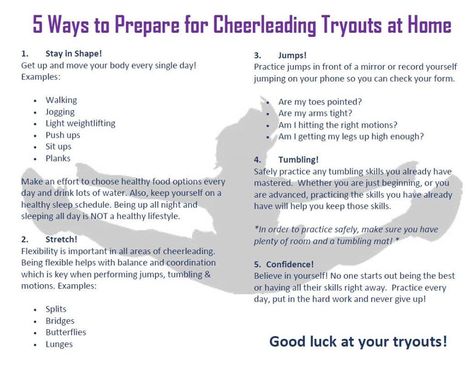 How To Prepare For Cheer Tryouts, Cheer Team Rules, Cheer Survival Kit, Cheer Drills, Cheer Gym, Cheerleading Tryouts, Cheer Tips, Cheer Stretches, Cheerleading Tips