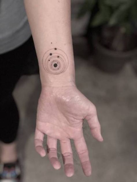 Solar System Hand Tattoo, Astro Physics Tattoo, Mercury Tattoo Planet, Cosmos Tattoo Universe, Planet Tattoo Ideas, Galactic Tattoo, Solar Tattoo, Science Tattoo Ideas, Astronomical Tattoo