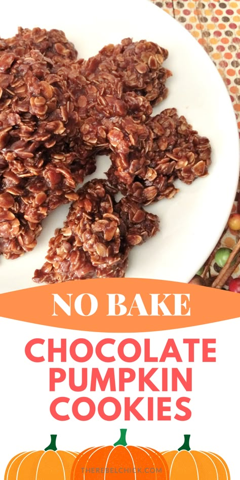 Pumpkin No Bake Cookies, Pumpkin No Bake, No Bake Chocolate Cookies, No Bake Cookies Recipe, Best No Bake Cookies, Oatmeal No Bake Cookies, Baked Pumpkin Oatmeal, Easy Pumpkin Dessert, Oatmeal Cookies Easy