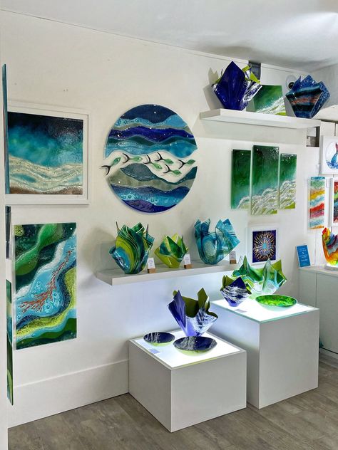 St Ives Gallery – Jo Downs Handmade Glass Hans Hofmann, Fused Glass Artist, Stained Glass Wall Art, Melting Glass, Circular Art, Fused Glass Wall Art, Nature Light, Fused Glass Bowl, Glass Fusion Ideas