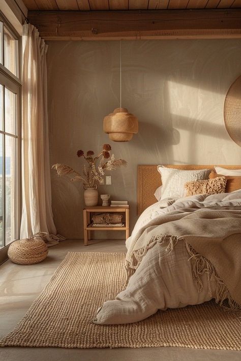 29 Scandi Boho Bedroom Inspirations to Create Your Dream Sanctuary 11 #HomeIdeas #into #Oasis #Apartment #Embracing #HomeDecorating #Garden #Transforming #an #Your #Eclectic #Outdoor #Charm #Eclectic Natural Linen Bed Styling, Bedroom Inspirations Earthy Tones, Wooden Aesthetic Bedroom, Bedroom Nature Aesthetic, Natural Color Bedroom Ideas, Linen Bed Styling, Natural Interior Design Earth, Natural Linen Bedroom, Scandinavian Bedroom Inspiration