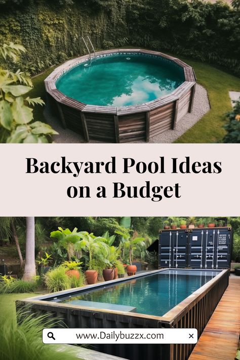 Discover stunning backyard pool ideas on a budget that will transform your outdoor space without breaking the bank. From creative DIY options to affordable pool designs, explore cost-effective ways to create your dream pool oasis. Backyard Oasis With Pool On A Budget, Low Budget Pool Ideas, Cheapest Pool Ideas, Alternative Pool Ideas, Budget Swimming Pool Ideas, Backyard Pools Ideas Inground Budget, Backyard Diy Pool, Cheap Backyard Pool Ideas, Diy Pools Cheap