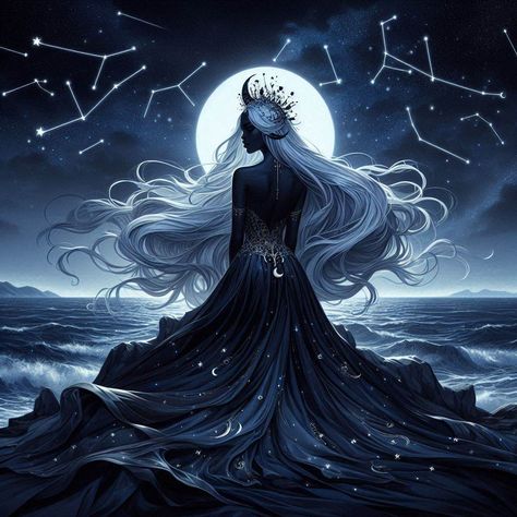 dark moon goddess - Image Creator from Microsoft Designer Moon Based Outfits, Celestial Goddess Aesthetic, Asteria Goddess Aesthetic, Fantasy Moon Goddess, Anime Moon Goddess, God Of The Stars, Star Goddess Art, Moon Princess Aesthetic, Moon Woman Art