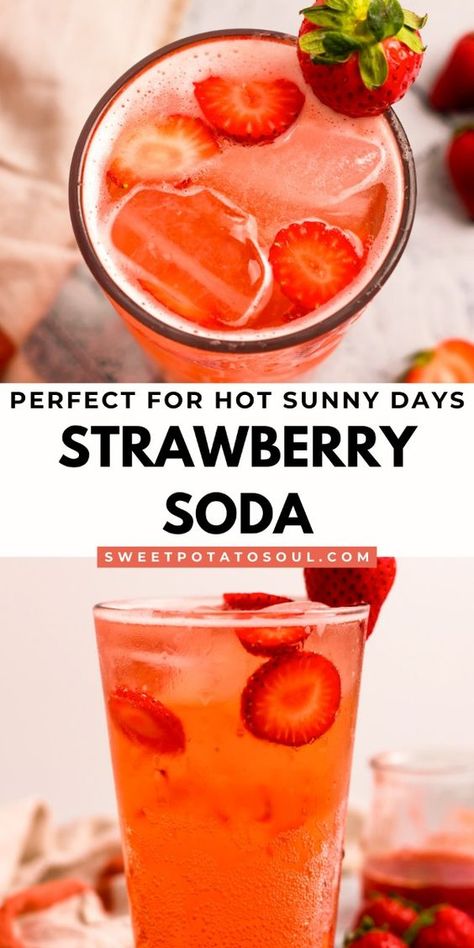 Beat the heat with this easy-to-make strawberry soda! Using only 4 simple ingredients, this homemade soda recipe is packed with fresh strawberry flavor, making it the ultimate refreshing summer drink. Enjoy the natural sweetness and vibrant taste of strawberries in every sip. This homemade soda is quick to prepare and tastes incredible and will become your go-to summer drink. Try this homemade soda recipe today! #homemadesodadrinks #strawberrysoda Natural Soda Recipe, Soda Drinks Recipes, Soda Replacement, Soda Stream Recipes, Diy Soda, Stream Ideas, Creative Drinks, Healthy Soda, Soda Syrup