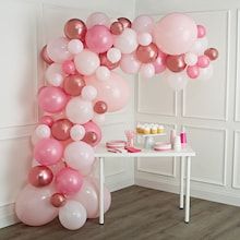 Pink Balloon Garland, Pink Birthday Party, Balloon Banner, Barbie Birthday, 16th Birthday Party, Pink Balloons, Pink Themes, Balloon Decorations Party, Pink Birthday