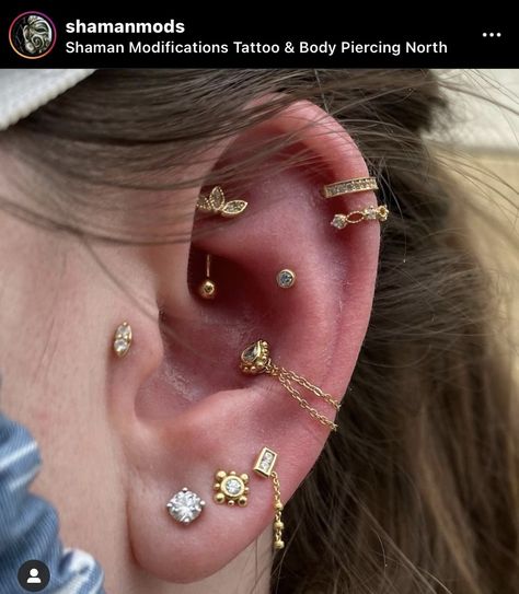 Outer Conch Piercing, Outer Conch, Inner Conch, Ear Curation, Ear Piercings Chart, Double Ear Piercings, Conch Piercing Jewelry, Cool Ear Piercings, Pretty Ear Piercings