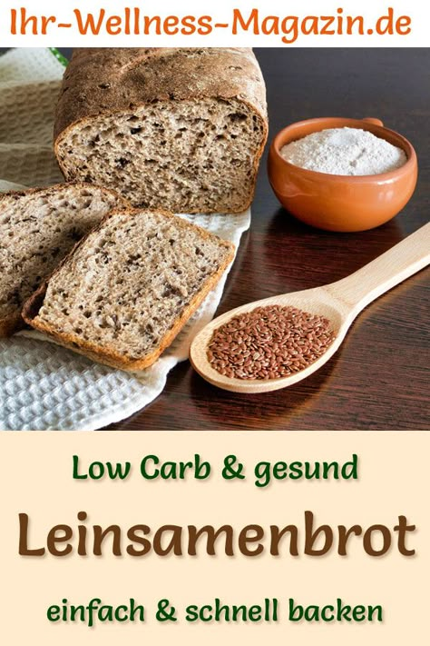 Gesundes Leinsamenbrot backen: Schnelles Low-Carb-Rezept für ein einfaches Brot mit Mandelmehl   - Kohlenhydratarm, ohne Getreidemehl und ohne Hefe - kalorienreduziert und ruck zuck selbst gebacken ... #brotrezept #brotbacken Flaxseed Bread, Law Carb, Protein Bread, Low Carb Backen, Boiled Egg Diet Plan, Low Carb Protein, Low Carb Diets, Low Carbohydrates, Low Carb Meals Easy