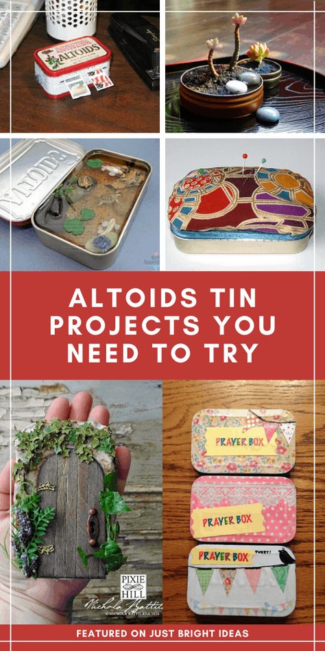 These altoids tin projects are GENIUS and will make unique homemade gifts for Christmas or birthdays! Diy Altoid Tin, Altoid Tin Crafts, Altoid Tin Ideas, Tin Projects, Mint Tin Crafts, Unique Homemade Gifts, Tin Ideas, Tin Crafts, Altoid Tin