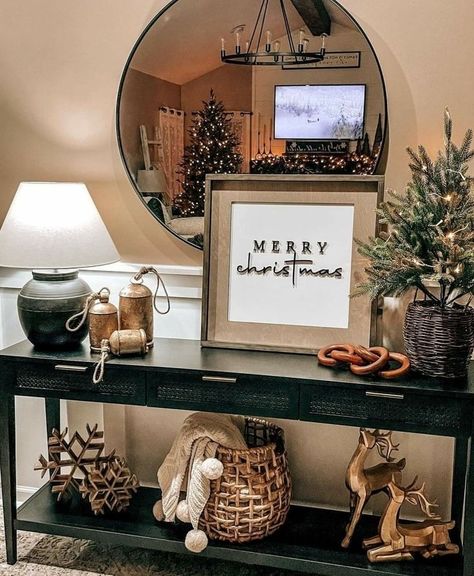 #pumpkin #halloweentips Decoration For Entry Table, L Shape Wall Decor, 3 Tier Table Decor, Home Office Hygge, Foyer Table Decor Christmas, Decorated Entry Table, Modern Farmhouse Living Room Decor Ideas Country, Entryway Table Decor With Lamp, Christmas Decor Ideas Sideboard