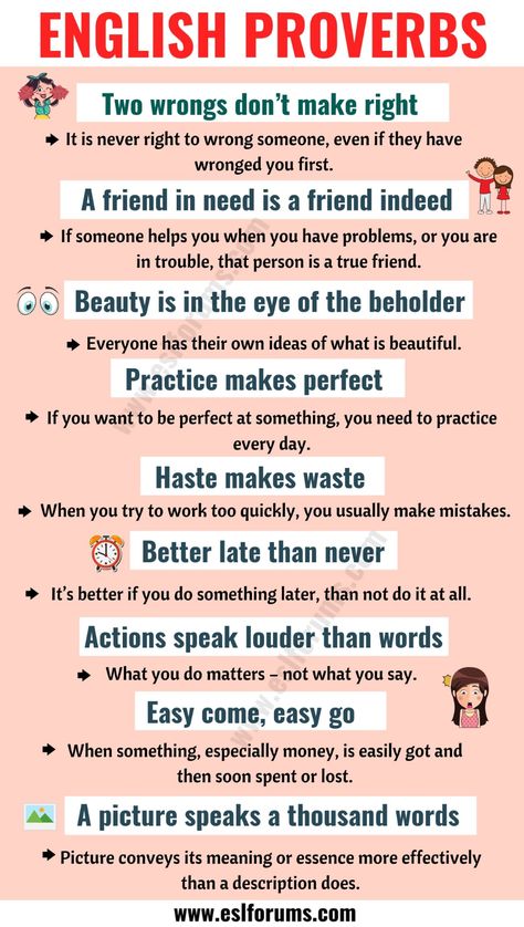 Top 30 English Proverbs and Their Meanings Everyone Should Learn! - ESL Forums New Vocabulary Words With Meaning, Proverb With Meaning, Famous Proverbs, Proverbs English, English Poster, English Proverbs, Idioms And Proverbs, English Phrases Idioms, Idioms And Phrases