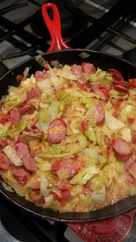 Fried Cabbage with Sausage Cabbage With Sausage, Sausage And Cabbage, Sausage Cabbage, Fried Cabbage With Sausage, Smoked Sausage Recipes, Cabbage And Sausage, Plats Healthy, Sausage Dishes, Fried Cabbage