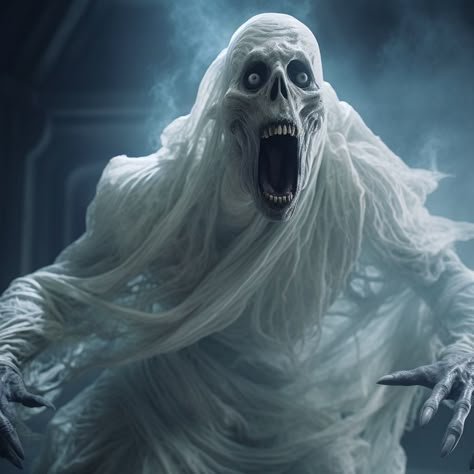 Ghost Creature, Realistic Ghost, Horror Game Characters, Horror Pic, Ghost Monster, Monster Ghost, Art Scary, Skull Ghost, Ghost Skull