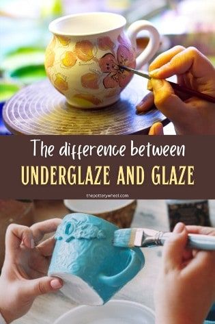 The Difference Between Underglaze and Glaze - The Pottery Wheel How To Paint Glazed Ceramic, Underglaze Vs Glaze, Painted Glaze Pottery, Underglaze Painted Pottery, Pottery Glaze Design Ideas, Pottery Finishing Techniques, How To Use Underglaze, Pottery Art Painting Inspiration, Using Underglazes On Pottery