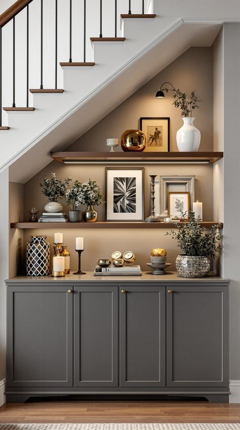 Staircase Storage Under Stairs Tv Understairs Ideas, Under Stairway Decorating, Billy Bookcase Under Stairs, Under Stairs Renovation, Under Stairs Storage Ideas Ikea Hacks, Below The Stairs Ideas, Understairs Space Ideas, Uk Staircase Ideas, Under Stair Built In