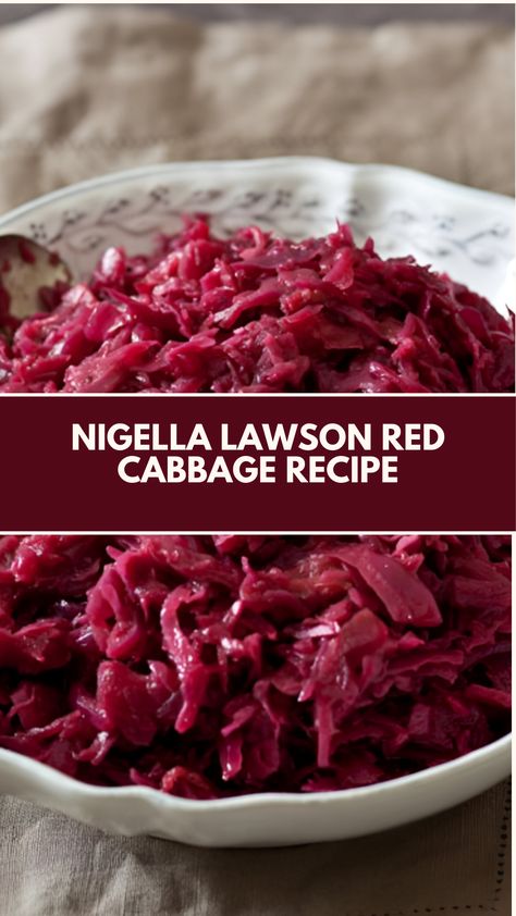 This delicious red cabbage recipe by Nigella Lawson is a quick and easy side dish that’s both nutritious and full of flavor. With just a few simple ingredients like apples, cinnamon, and red wine vinegar, it’s the perfect addition to any meal. Red Cabbage Side Dish Recipes, Red Cabbage Christmas Recipes, Red Wine Braised Cabbage, Canned Red Cabbage Recipes, Red Cabbage And Apples Recipes, Red Cabbage Side Dish, Sweet And Sour Red Cabbage Recipes, Easy Red Cabbage Recipes, Cooked Red Cabbage Recipes