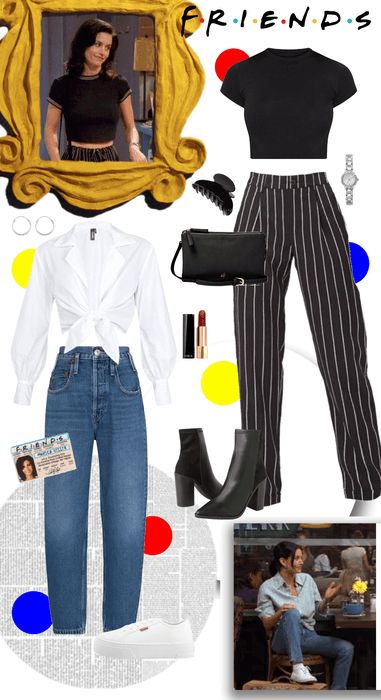 90s Styles For Women, Friends Outfits Inspiration Monica, Monica Geller Outfits Summer, Monica's Outfits Friends, Friends Inspired Outfits Monica, Monica Geller Inspired Outfits, Monica Geller Halloween Costume, Monica And Rachel Halloween Costumes, Monica Geller Costume