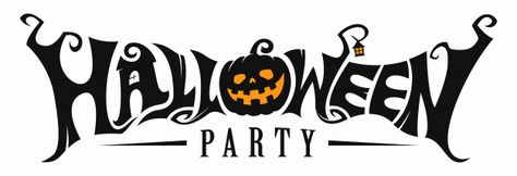 Halloween party lettering Premium Vector | Premium Vector #Freepik #vector #party #halloween #cartoon #autumn Halloween Moodboard, Hallowen Party, Text Banner, Halloween Logo, Halloween Text, Invitation Halloween, Halloween Graphics, Halloween Vector, Halloween Fonts