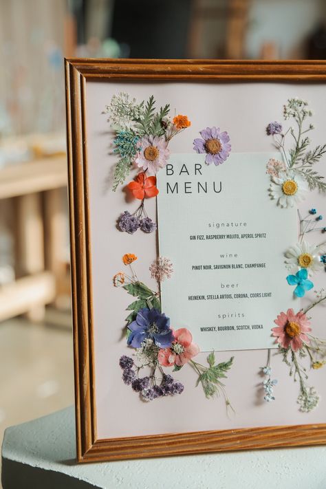 Bar Menu Wedding, Future Wedding Plans, Garden Party Wedding, Bar Menu, Wildflower Wedding, Wedding Mood Board, Wedding Mood, Wedding Bar, Wedding Signage