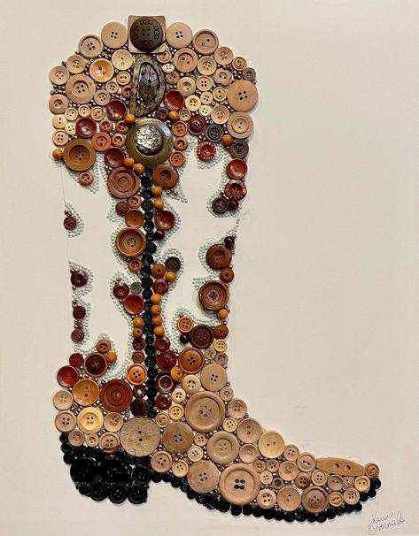 This Other Assemblage item by ArtbyKarenGovernale has 7 favorites from Etsy shoppers. Ships from Spring Hill, FL. Listed on Aug 17, 2024 Salvaged Junk Projects, Button Horse Art, Cowboy Boots Craft, Cute Western Crafts, Cowboy Paintings Western Easy, Country Diy Crafts, Diy Western Crafts, Cowboy Boot Decor, Western Crafts To Sell