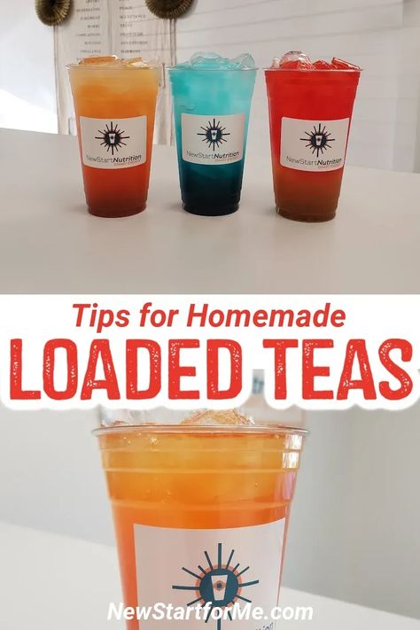 Loaded Teas At Home, Herbs In Water, Energy Tea Recipes, Tea Recipes Diy, Herbalife Shake Recipes, Detox Tea Recipe, Loaded Teas, Loaded Tea, Instant Tea