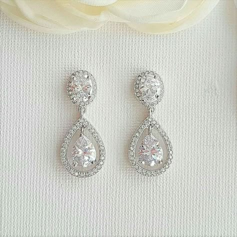 Crystal Point Jewelry, Crystal Statement Earrings, Small Drop Earrings, Wedding Day Jewelry, Special Occasion Jewelry, Bridal Earrings Drop, Wedding Earrings Drop, Bridal Fashion Jewelry, Fancy Earrings