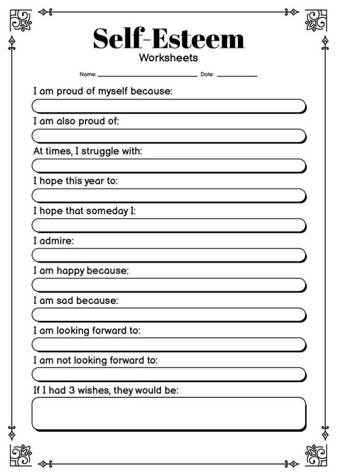 These self-esteem worksheets are designed to help you improve your self-worth and confidence while promoting self-reflection and positive thinking. Take the first step towards boosting your self-esteem and try out these printable worksheets at your own pace. Start nurturing a healthy self-image and reinforcing positive self-talk through these free, accessible resources. #SelfEsteemResources #TherapyTools #PersonalGrowthJourney #self-esteemworksheetsprintable Free Self Esteem Worksheets Printables, Self Esteem Worksheets For Teens, Self Esteem Worksheets For Kids, Self Awareness Worksheets, Spa Printables, Healing Emotions, Teaching Empathy, Coping Skills Activities, Self Care Worksheets