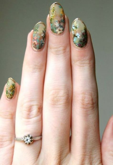 Rose Bud Nails, Boygenius Nails, Hozier Inspired Nails, Forest Fairy Nails, Over The Garden Wall Nails, Hozier Nails, Cool Nail Art Designs Unique, Unique Nail Ideas Creative, Art Inspired Nails