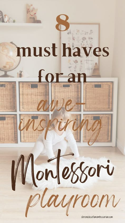 8 must haves for an awe-inspiring Montessori playroom #montessori #montessorihome Target Playroom Ideas, Infant Toy Storage, Girls Montessori Bedroom, Simple Montessori Playroom, Ikea Montessori Bedroom, Infant Playroom Ideas, Montessori Bedroom Boy, Toddler Play Rooms, Montessori Bedroom Toddler