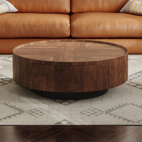 Mid-Century Modern Walnut Wood Finish Coffee Table Living Room Table Round 1 Piece - Bed Bath & Beyond - 40104879 Round Living Room Table, Farmhouse Style Coffee Table, Walnut Wood Finish, Style Coffee Table, Coffee Table Living Room, Daybed Covers, Pine Table, Single Serve Coffee Makers, Bathroom Wall Cabinets