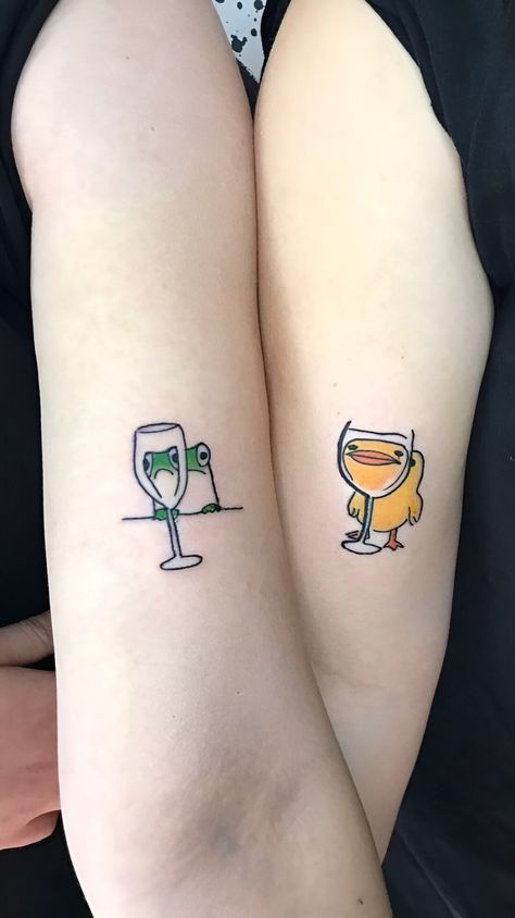 27 Best Matching Tattoos Ideas For Best Friends Cute Tattoo For Best Friends, Sister Couple Tattoo, Matching Cute Tattoos Best Friends, 2 Friends Tattoo Ideas, Best Friend Tattoo Unique, Matching Bestie Tattoos Funny, Small Tattoos To Get With Friends, Couples Matching Tattoo Ideas, Good Matching Tattoos