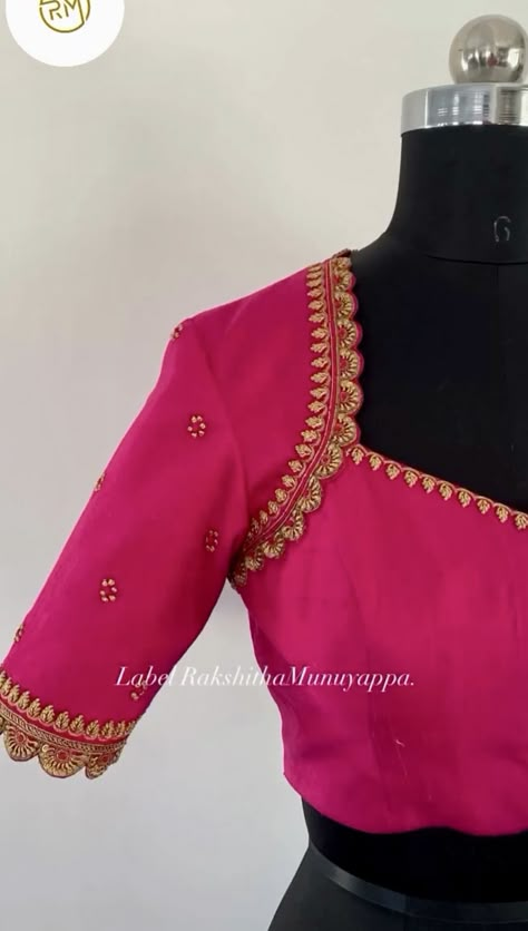 Soft Silk Sarees Blouse Designs, Trending Aari Blouse Design, Simple Maggam Design, Pattu Hands Blouse Designs, Front Blouse Designs Latest Neckline, Pattu Saree Blouse Designs Without Work, Blouse Designs Thread Work, Simple Blouse Work Designs Pattu, Threadwork Blouse Designs