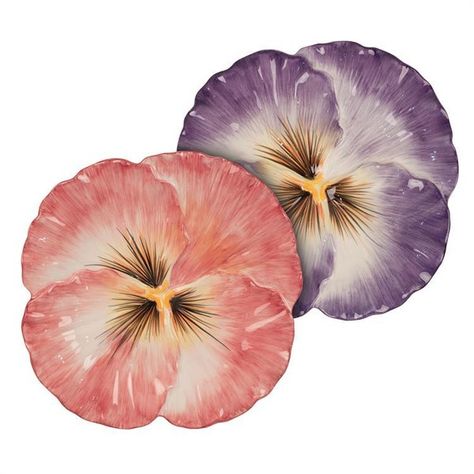 Fitz and Floyd Halcyon Pansy Snack Plates, Set Of 2 ($19) ❤ liked on Polyvore featuring home, kitchen & dining and serveware Pink Plate, Purple Plates, Pink Plates, Snack Plates, Appetizer Plates Set, Appetizer Plate, Slab Pottery, Clay Wall, Brown Box