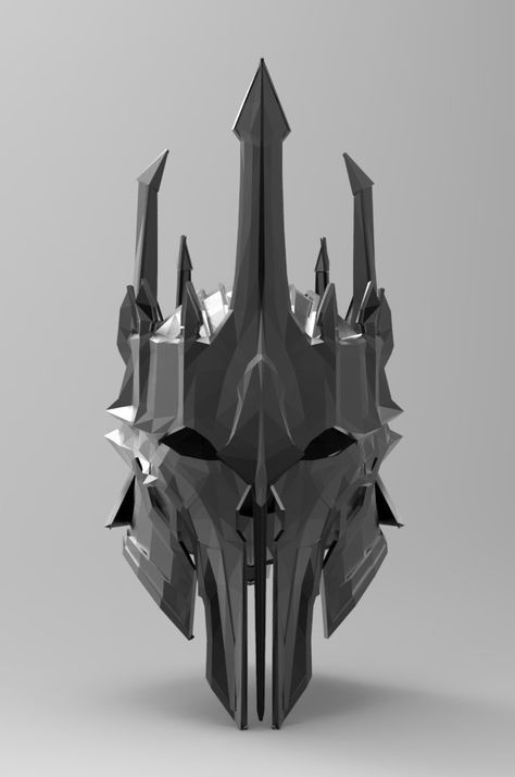 Fantasy Helmet Design Art, Knight Helmet Concept Art, Fantasy Helmet Design, Sauron Armor, Lord Of The Rings Home, Knight Helmet Design, Demon Helmet, Sauron Helmet, Sauron Cosplay