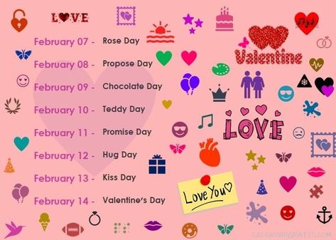 February Days List, Month Of Love February, Valentine Day Week List, February Special Days, Girlfriend And Boyfriend Love, Valentines Week, Best Friend Texts, February Month, Valentine Day Week