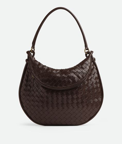 Bottega Veneta Intrecciato, Pretty Bags, Large Shoulder Bags, Eyewear Womens, Zip Pouch, Half Moon, Lambskin Leather, Brass Finish, Large Bags