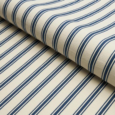 Marquet Ticking Stripe - Navy Fabrics | Schumacher Ticking Stripe Fabric, Schumacher Fabric, Stripe Fabric, Navy Fabric, New Traditional, Ticking Stripe, Striped Fabrics, Ticks, Fabric Swatches