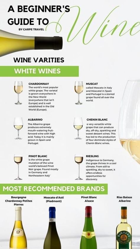 Wine Etiquette, Types Of White Wine, Bartender Drinks Recipes, Wine Basics, Wine Chart, White Wine Grapes, Wine Variety, Wine 101, Wine Flavors