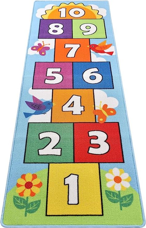 Hopscotch Rug, Kids Flooring, Play Rug, Rainbow Rug, Creative Pictures, Learning Numbers, Soft Carpet, Play Mat, Kids Playroom