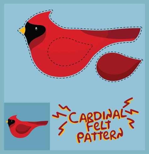 Cardinal Bird Felt Patterns Free Cardinal Felt Ornament Pattern, Fabric Cardinal Pattern, Primitive Cardinal Pattern, Stuffed Cardinal Pattern, Free Felt Bird Patterns, Free Bird Patterns Templates, Fabric Animals Patterns Free, Felt Christmas Ornaments Free Patterns, Cardinal Felt Pattern