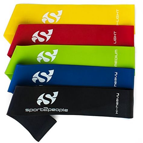 Sport2People Exercise Bands Loop Set 5 Piece * Visit the image link more details. (Note:Amazon affiliate link) Resistant Band Workouts, Exercise For Fitness, Physical Therapy Equipment, Workout Instructions, Exercise Men, Lean Muscles, Therapy Equipment, Exercise Bands, Workout Posters