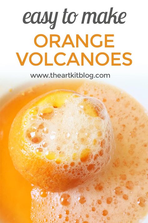 Orange Volcanoes - A Fun Science Experiment for Kids Using Simple Ingredients With fall just around the corner, we've been busy creating all sorts of fun fall themed Fruit Experiments For Preschool, Orange Sensory Bin, Orange Craft Preschool, The Color Orange Activities For Toddlers, Color Orange Crafts For Toddlers, Orange Crafts For Toddlers, Orange Crafts For Kids, Orange Activities For Toddlers, Orange Crafts