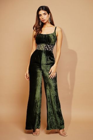 Buy Silver Organza V Neck Jumpsuit With Cape For Women by Nandita Thirani Online at Aza Fashions. Jumpsuit With Cape, Embroidery Zardozi, Silver Jumpsuits, Cape For Women, Flared Jumpsuit, V Neck Jumpsuit, Embroidered Jumpsuit, Velvet Flares, Sister Outfits