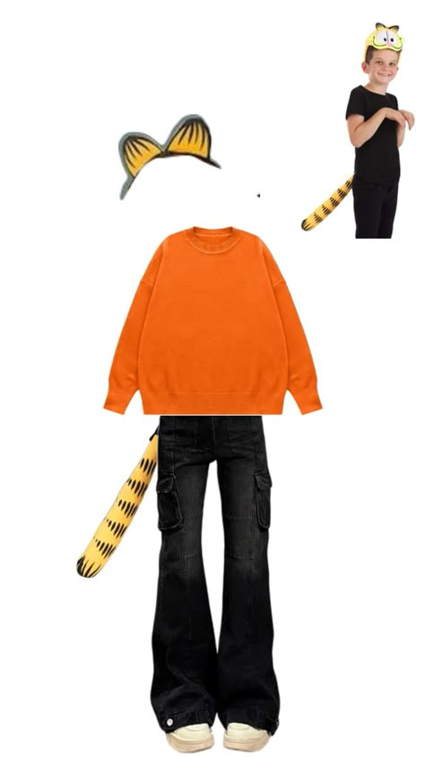 Halloween costume Garfield Costume Women, Garfield And Odie Costume, Diy Garfield Costume, Garfield Halloween Costume, Orange Costume Ideas, Garfield Cosplay, Odie Costume, Orange Halloween Costume, Easy Disney Costumes