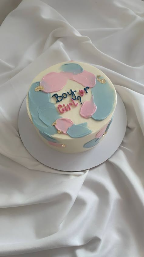 Cake Ideas Gender Reveal, Cute Gender Reveal Cakes, Baby Shower Cake Designs Simple, Gender Cake Ideas, Baby Shower Cake Simple, Simple Baby Shower Cakes, Gender Reveal Cake Design, Gender Reveal Ideas Cake, Baby Gender Cake