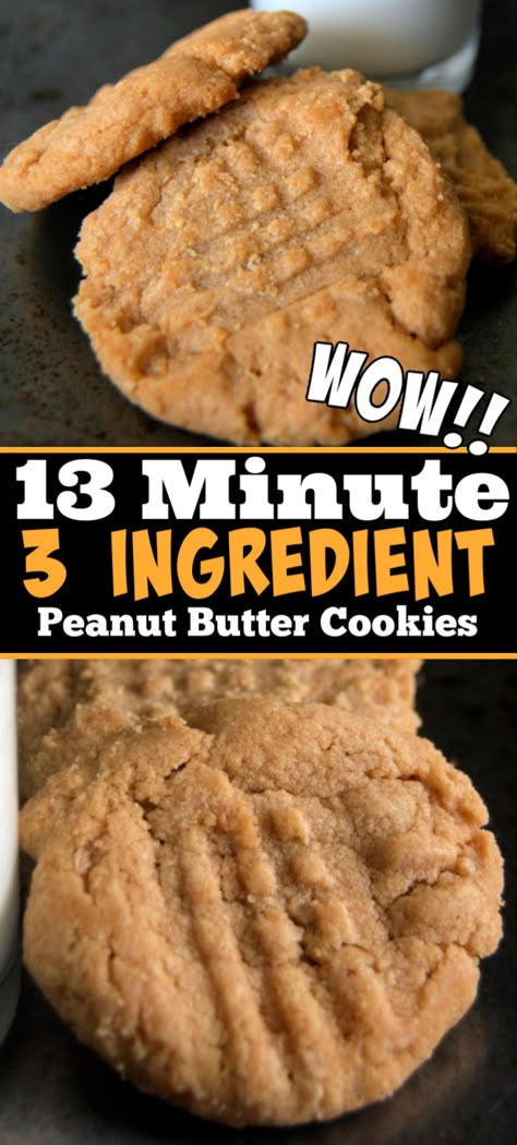 3 Ingredient Peanut Butter Cookies, Galletas Keto, Turtle Brownies, Easy Peanut Butter Cookies, Delish Desserts, Dessert Simple, Baked Cookies, Peanut Butter Cookie, Thing To Make