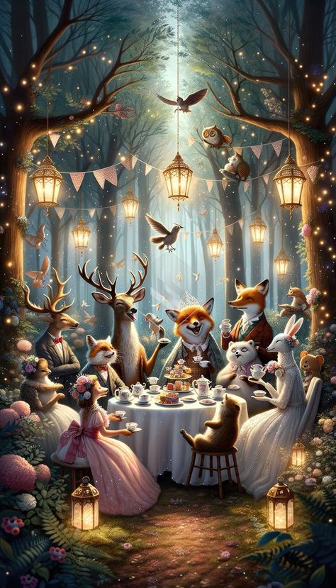 Forest Artwork, Woodland Animal Art, Forest Drawing, Whimsical Woodland, The Enchanted Forest, Forest Light, Dreamy Artwork, Woodland Art, Forest Print